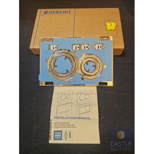 571M - Genuine 'Geberit'  Dual Flush Plate Mounting Frame Assembly Chrome, Unused, Original Box (Bathroom A... 