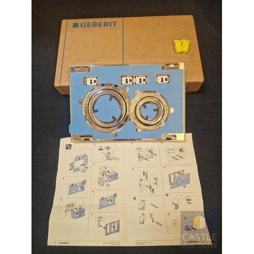 571M - Genuine 'Geberit'  Dual Flush Plate Mounting Frame Assembly Chrome, Unused, Original Box (Bathroom A... 