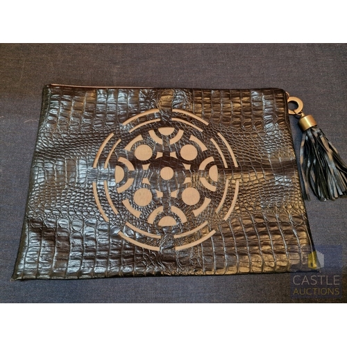 572M - Handmade Clutch bag by Cypriot Designer, Leather Effect and Brass Details