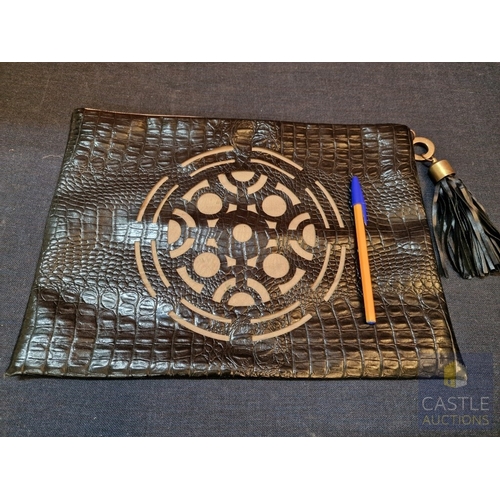 572M - Handmade Clutch bag by Cypriot Designer, Leather Effect and Brass Details