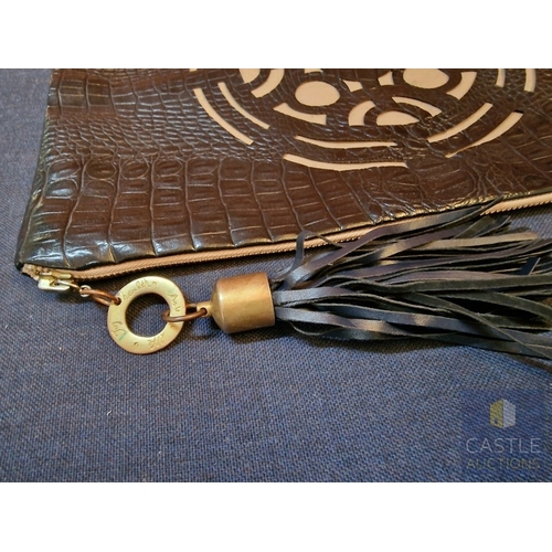 572M - Handmade Clutch bag by Cypriot Designer, Leather Effect and Brass Details