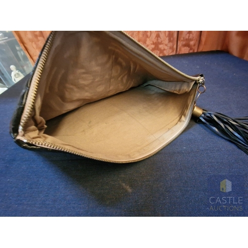 572M - Handmade Clutch bag by Cypriot Designer, Leather Effect and Brass Details