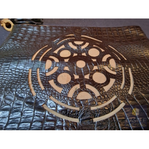 572M - Handmade Clutch bag by Cypriot Designer, Leather Effect and Brass Details