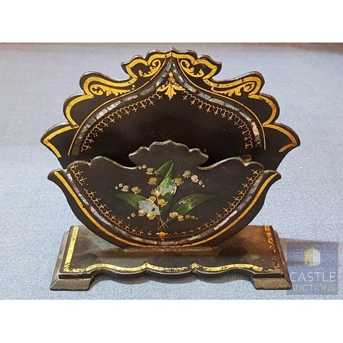 577M - Rare Complete Vintage Chinese Lacquerware Smoking Set/Desk Organizer (5x Pieces), Circa 40s, Hand Pa... 