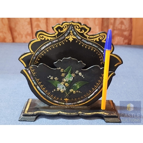 577M - Rare Complete Vintage Chinese Lacquerware Smoking Set/Desk Organizer (5x Pieces), Circa 40s, Hand Pa... 