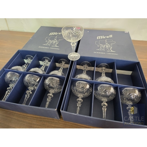 589M - 2 x Boxes of 6 'Mirell' Bohemia Crystal Glasses; Champagne Saucer (200ml), Made in the Czech Republi... 
