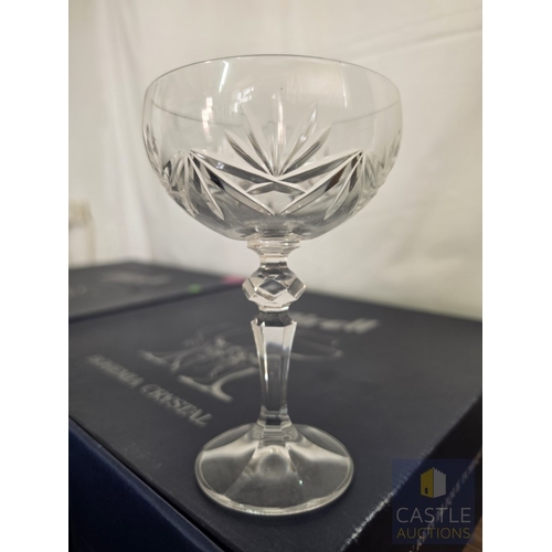 589M - 2 x Boxes of 6 'Mirell' Bohemia Crystal Glasses; Champagne Saucer (200ml), Made in the Czech Republi... 