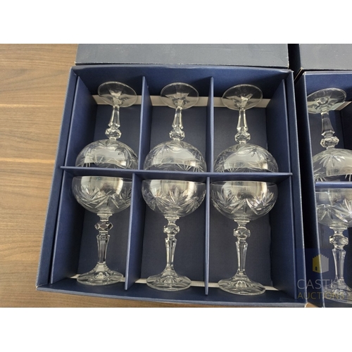 589M - 2 x Boxes of 6 'Mirell' Bohemia Crystal Glasses; Champagne Saucer (200ml), Made in the Czech Republi... 