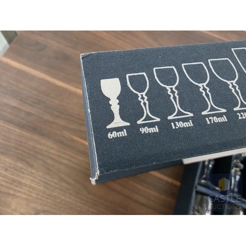 590M - 2 x Boxes of 6 'Mirell' Bohemia Crystal Glasses; Cordial / Liqueur (60ml) and Wine Goblet (220ml), M... 