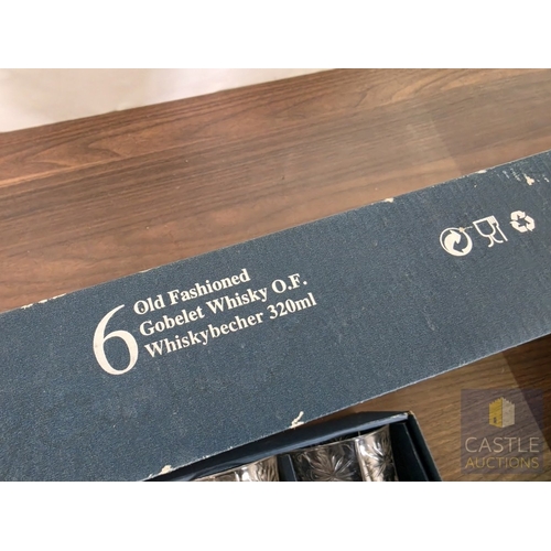 591M - 2 x Boxes of 6 'Mirell' Bohemia Crystal Glasses; Old Fashioned Whisky Goblets / Tumblers (320ml) and... 