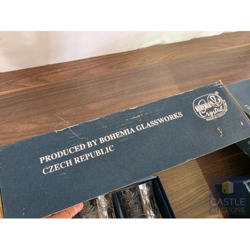 591M - 2 x Boxes of 6 'Mirell' Bohemia Crystal Glasses; Old Fashioned Whisky Goblets / Tumblers (320ml) and... 
