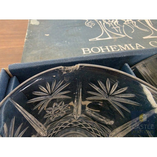 591M - 2 x Boxes of 6 'Mirell' Bohemia Crystal Glasses; Old Fashioned Whisky Goblets / Tumblers (320ml) and... 