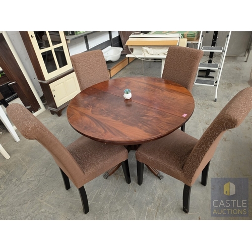 604M - Extendable Round Wooden Dining Table with Turned Pedestal Base and 4-Legs with Brass Claw Feet, (App... 