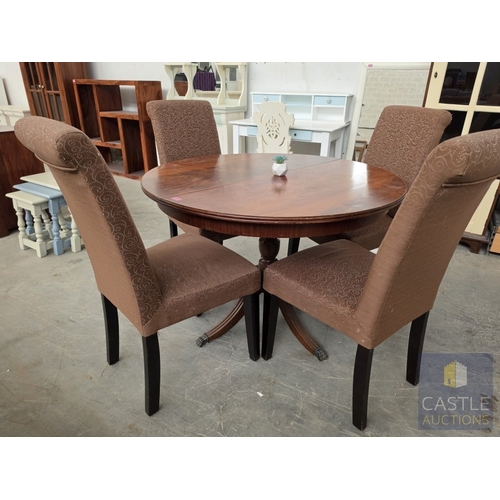 604M - Extendable Round Wooden Dining Table with Turned Pedestal Base and 4-Legs with Brass Claw Feet, (App... 