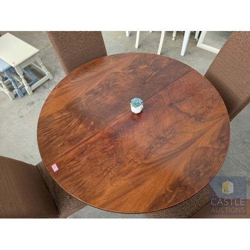 604M - Extendable Round Wooden Dining Table with Turned Pedestal Base and 4-Legs with Brass Claw Feet, (App... 