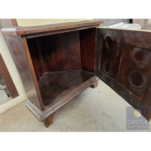 606M - Solid Wood Corner Display Cabinet with Cream Painted Doors, (Approx. 60 x 60 x 176cm)