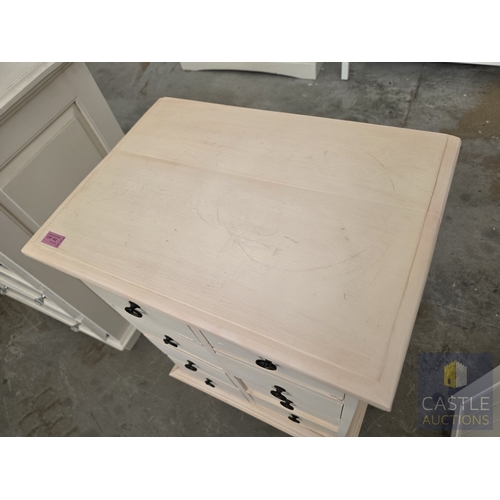 609M - Cream Painted Wooden Chest of 8-Drawers with Black Metal Ring Handles, (Approx. 57 x 41 x 82cm)