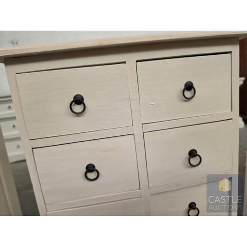 609M - Cream Painted Wooden Chest of 8-Drawers with Black Metal Ring Handles, (Approx. 57 x 41 x 82cm)