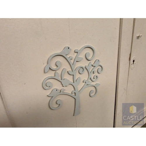 611M - Painted Country Style Dresser / Washstand; with Two Frieze Drawers Over Double Cupboard and 3-Part M... 