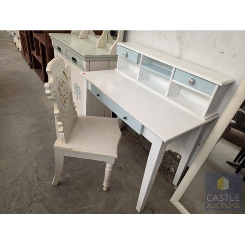 612M - Painted Vintage / Mid-Century Table or Dressing Table with Side Drawer, (Approx. 102 x 53 x 78cm), T... 