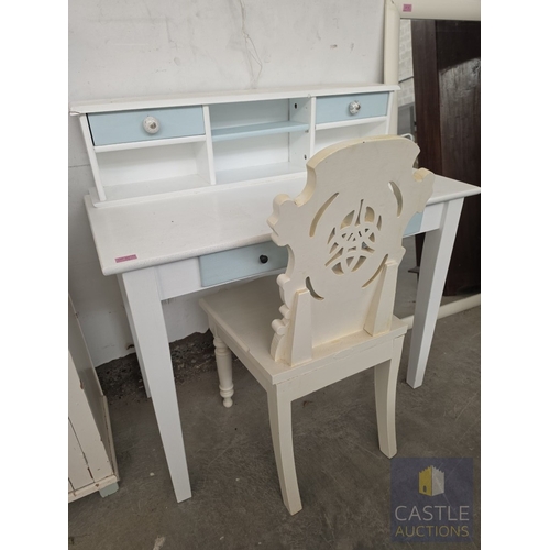 612M - Painted Vintage / Mid-Century Table or Dressing Table with Side Drawer, (Approx. 102 x 53 x 78cm), T... 