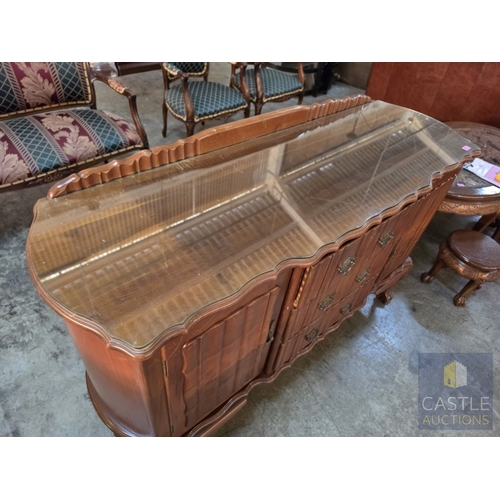 629M - Mid-Century South African Serpentine Front Sideboard by 'Bradlows Stores Ltd', with 3-Central Drawer... 