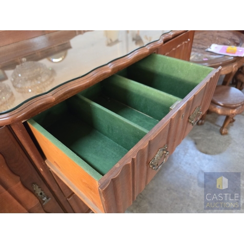 629M - Mid-Century South African Serpentine Front Sideboard by 'Bradlows Stores Ltd', with 3-Central Drawer... 