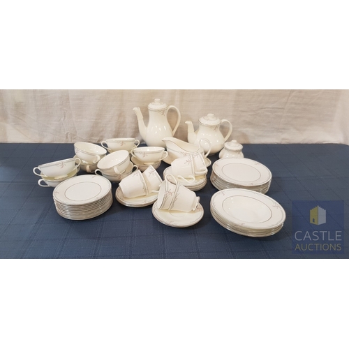 636M - Royal Doulton Carnation Pattern Fine Bone China Coffee & Tea Set.