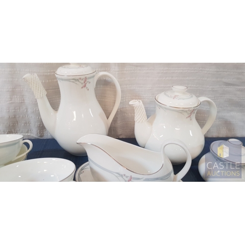 636M - Royal Doulton Carnation Pattern Fine Bone China Coffee & Tea Set.