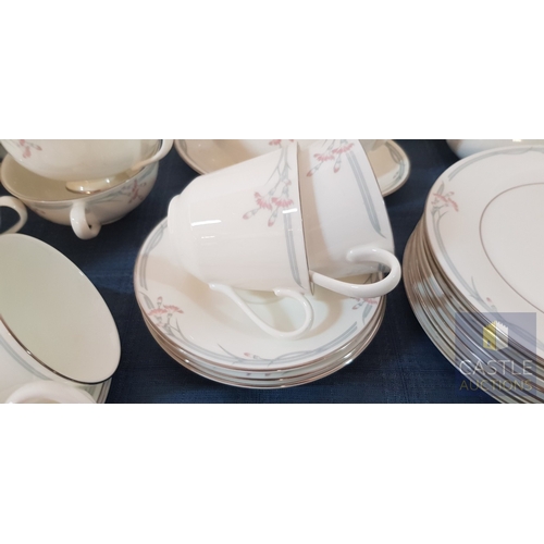 636M - Royal Doulton Carnation Pattern Fine Bone China Coffee & Tea Set.