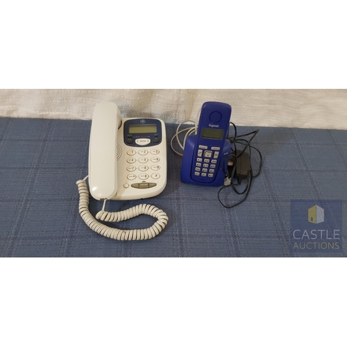 637M - Corded Landline Phone, Together with a Gigaset Cordless Phone, (2)