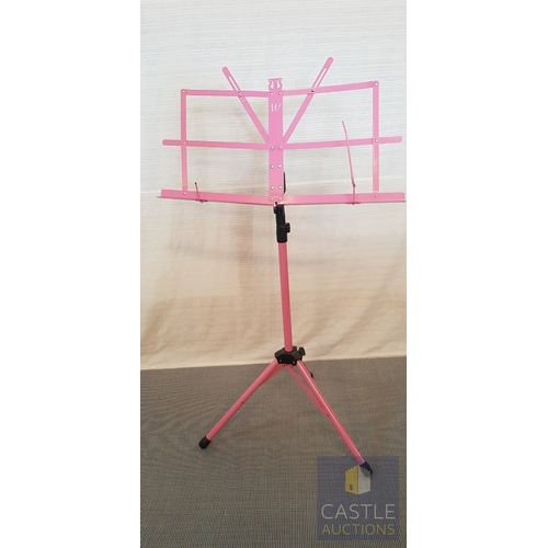 680N - Portable Pink Folding Sheet Music Stand.