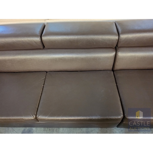 688N - Brown Leather Sofa, 3-Seater, (Approx. L: 280cm)
