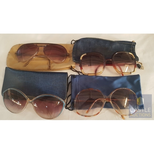 723H - Collectible Retro Sunglasses, Circa 70s-80s, 4x Different Pairs with Cases, See Multiple Photos, (4)