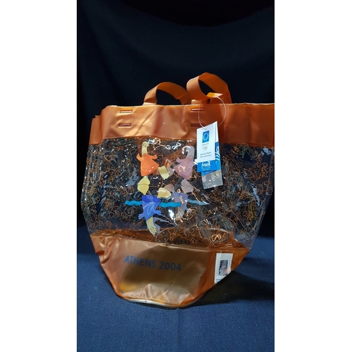 727H - Collectible Tote Bag from The Athens 2004 Summer Olympics, Design with The Olympic Rings Logo and Th... 