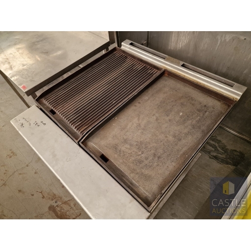 734L - KONCAR Stainless Steel / Commercial Gas Griddle / Charcoal Combo Unit on Stand, (Nb. One Leg 'End' M... 