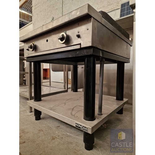 734L - KONCAR Stainless Steel / Commercial Gas Griddle / Charcoal Combo Unit on Stand, (Nb. One Leg 'End' M... 