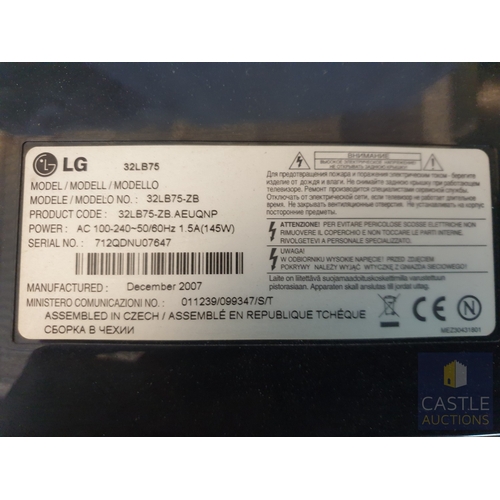 738L - LG 32'' LCD Television (Model No. 32LB75-ZB), with Remote Control, * Basic Test & Turns On *, Nb. No... 