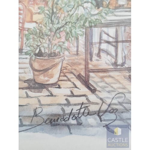 820J - Landscapes from Antwerp, Belgium, 3x Framed Prints after Watercolor Signed by Bernedetta Vos (Approx... 