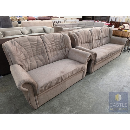 747P - 'VELA' Brown Fabric 3-Seater Sofa Bed with Storage Base and Scroll Arms, Together with Matching 2-Se... 
