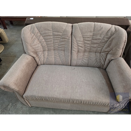 747P - 'VELA' Brown Fabric 3-Seater Sofa Bed with Storage Base and Scroll Arms, Together with Matching 2-Se... 