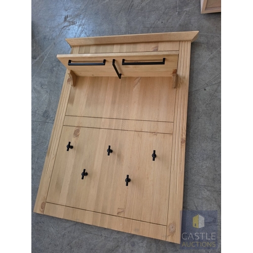 750P - Wall Hanging Solid Wood Shelf & Coat Hooks, (Approx. 80 x 103cm)

* Unused * - Furniture Stock Clear... 