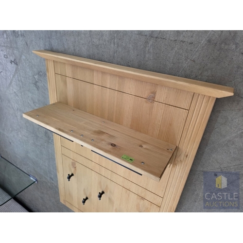 750P - Wall Hanging Solid Wood Shelf & Coat Hooks, (Approx. 80 x 103cm)

* Unused * - Furniture Stock Clear... 