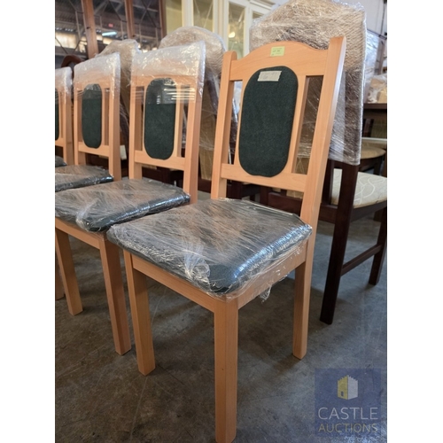 753P - Set of 4 x Light Wood Dining Chairs with Green Fabric Padded Seat and Back Rests, (4)

* Unused * - ... 