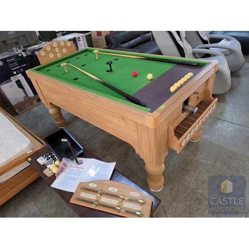 850P - BAR BILLIARDS TABLE, Commercial Slate-Bed, English Coin-Operated Model, (Approx. 184 x 95cm), Oak Ef... 