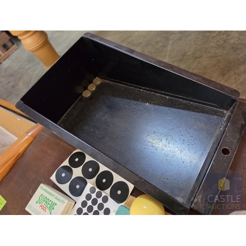 850P - BAR BILLIARDS TABLE, Commercial Slate-Bed, English Coin-Operated Model, (Approx. 184 x 95cm), Oak Ef... 