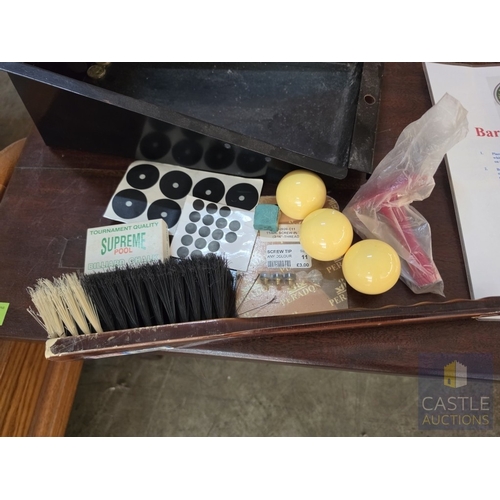 850P - BAR BILLIARDS TABLE, Commercial Slate-Bed, English Coin-Operated Model, (Approx. 184 x 95cm), Oak Ef... 