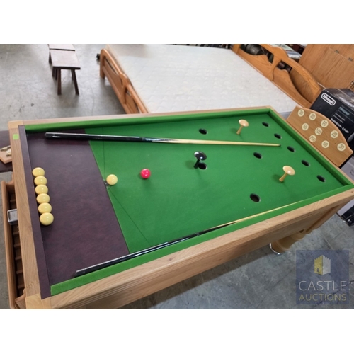 850P - BAR BILLIARDS TABLE, Commercial Slate-Bed, English Coin-Operated Model, (Approx. 184 x 95cm), Oak Ef... 