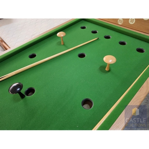 850P - BAR BILLIARDS TABLE, Commercial Slate-Bed, English Coin-Operated Model, (Approx. 184 x 95cm), Oak Ef... 