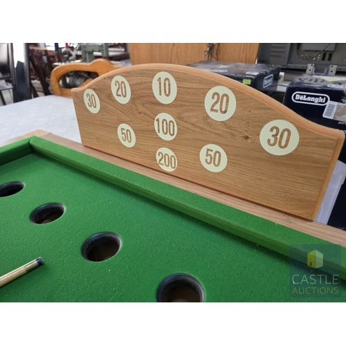 850P - BAR BILLIARDS TABLE, Commercial Slate-Bed, English Coin-Operated Model, (Approx. 184 x 95cm), Oak Ef... 